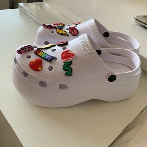 *NEW* White/Decaled Clog Platforms Slides